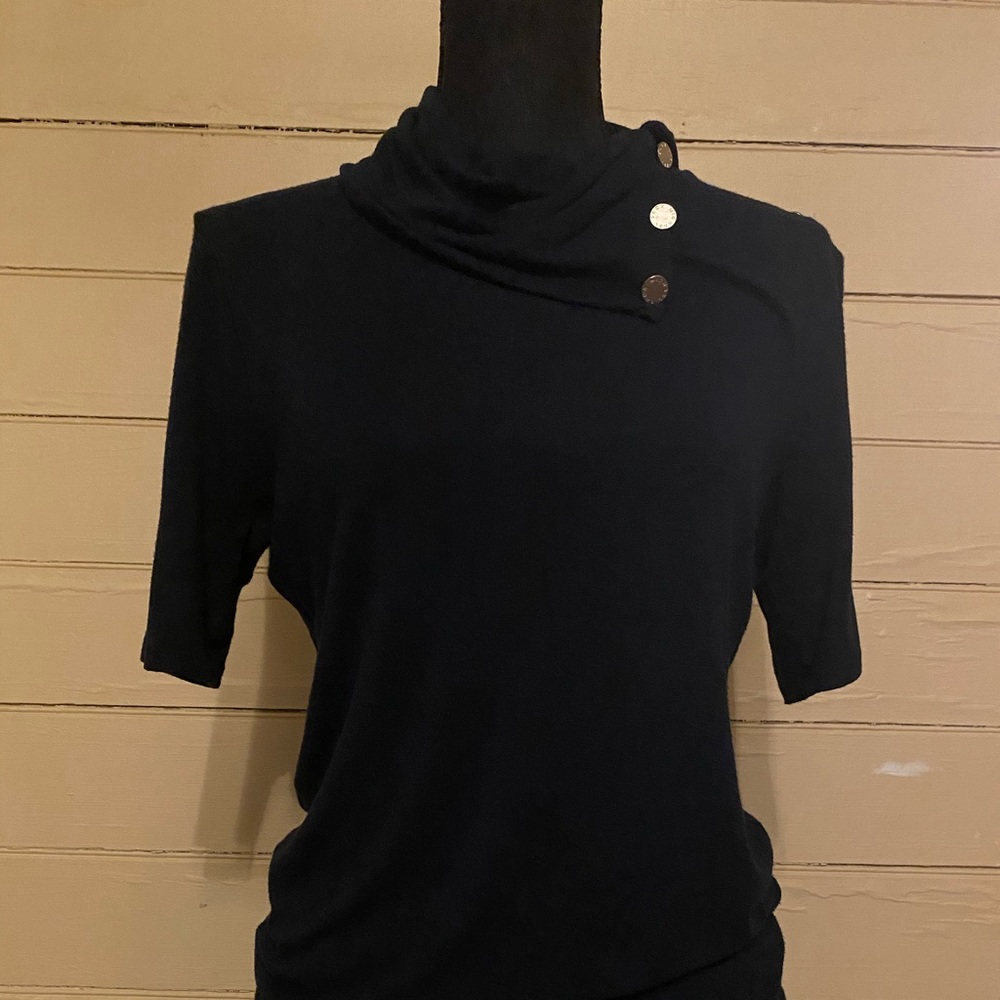 MIchael Kors navy blue soft cowel neck top size M